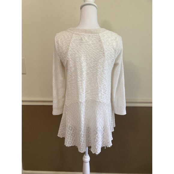 Anthropologie Meadow Rue Top White Hi Low Crochet - Picture 6 of 11